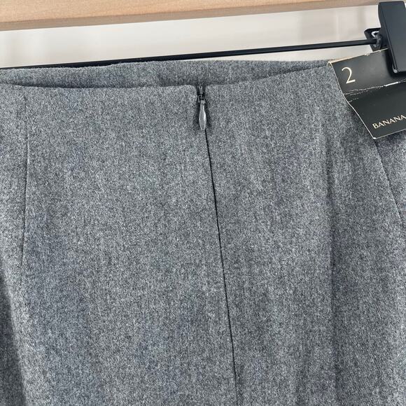 BANANA REPUBLIC Skirt Size 2 Flannel Faux Wrap Light Gray NWT A-Line Mini Preppy - Picture 11 of 16